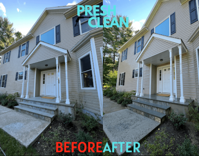 Before & after for a house cleaned by PreshClean Inc.